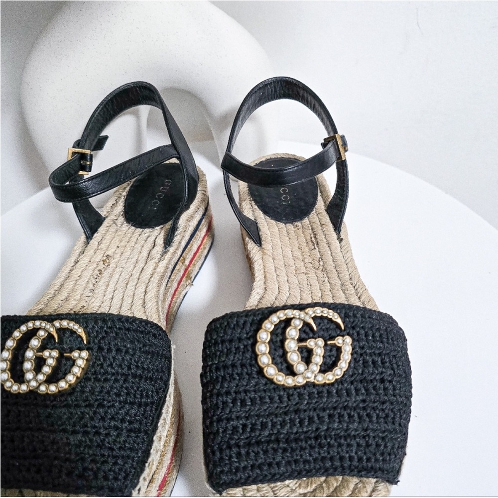 Gucci GG crochet espadrille platform sandals - Picture 5 of 11
